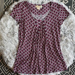 MICHAEL Michael Kors Circle/Dot Top w/ Pleating S